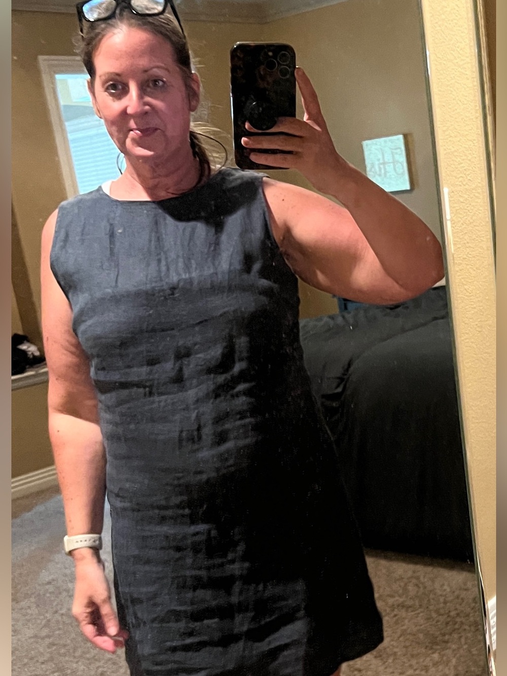 Sleeveless Heathered Grey A-Line Shift Dress - Picture 3 of 3